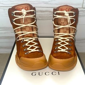 Gucci Flashtrek GG High-Top Sneaker Wool Ankle Boots Brown Mens size 15 SOLD